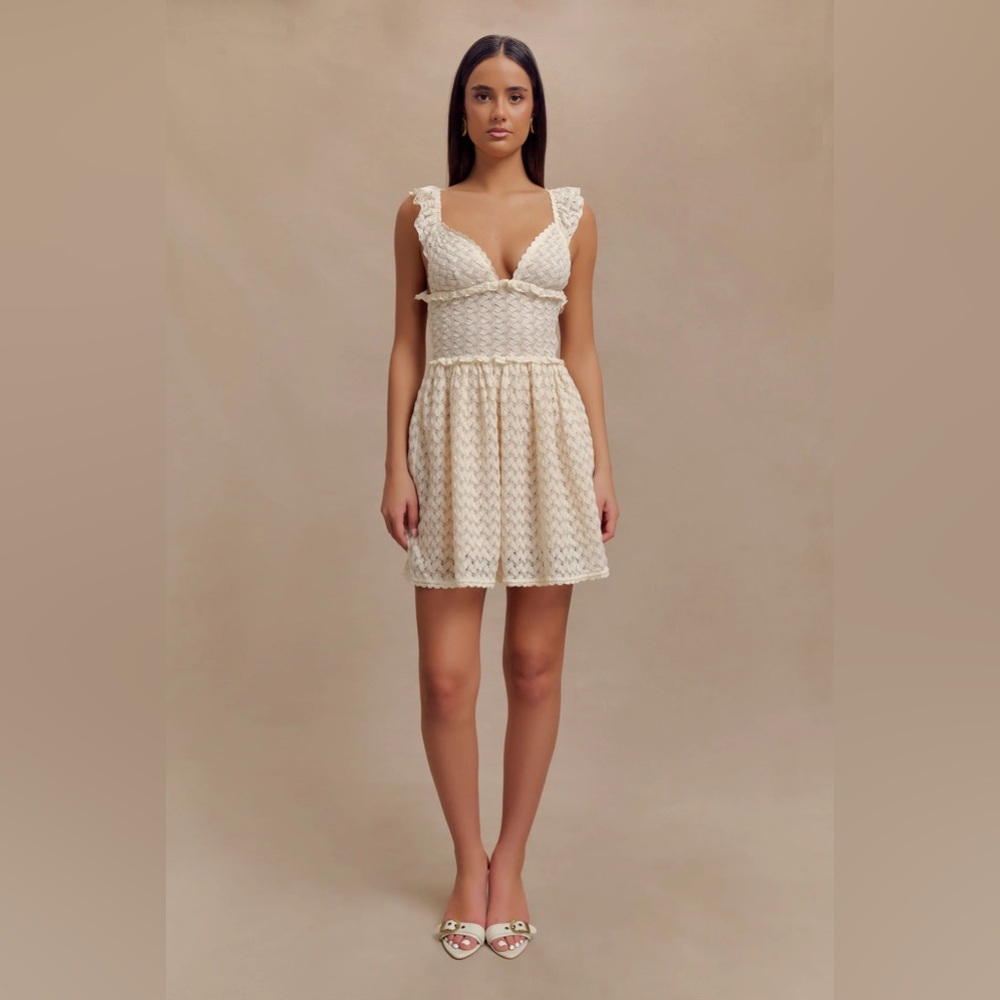 MESHKI Ezra Lace Mini Dress - Ivory